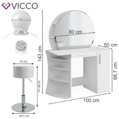 Vicco Schminktisch + Hocker + LED Almina Weiß 100 X 143 X 50 Cm Holzwerkstoff -VIDAXL || HOMCOM Verkäufe 3d34e901a9cbf787ca2944d41588f167