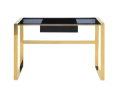 Schreibtisch Mit 1 Schublade - Glas & Stahl - Schwarz & Goldfarben - SALI -VIDAXL || HOMCOM Verkäufe 3e318de3e81a79d2f4a2bba3cd26a3bb