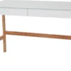 Möbilia Schreibtisch | 2 Schubladen | Tischplatte MDF Weiß Matt | Gestell Holz Natur | B 120 X T 60 X H 77 Cm | 28020025 | Serie SCHREIBTISCH