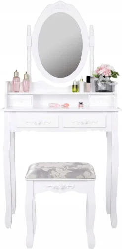 Italform Schminktisch Mit Hocker Und Drehbaren Spiegel Weiß 4 Schubladen 75 X 147 X 40cm -VIDAXL || HOMCOM Verkäufe 3f62e4464905be89159f701de5673120