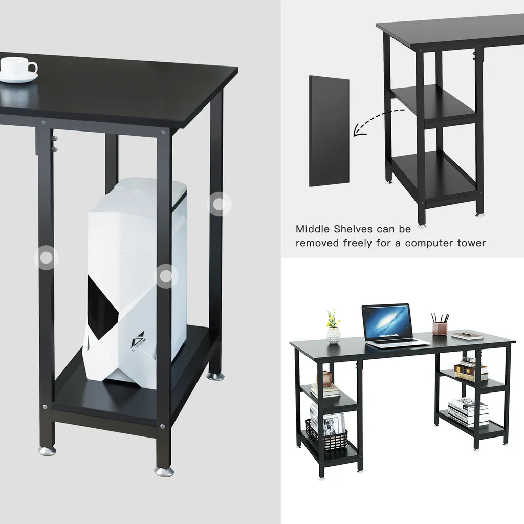 Dripex Schreibtisch Computertisch Bürotisch Eckschreibtisch Gaming Tisch PC Mit Regalfächer Schwarz 120 X 48 X 76CM 7 Dripex Schreibtisch Computertisch Bürotisch Eckschreibtisch Gaming Tisch PC Mit Regalfächer Schwarz 120 X 48 X 76CM – Bild 7