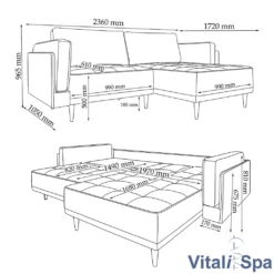 VitaliSpa Ecksofa Mit Schlaffunktion Cali Grau 236 X 96,5 X 172 Polyester -VIDAXL || HOMCOM Verkäufe 41f6090e4d58693766f27dad29d8625b
