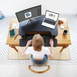 SANODESK Sitz Steh Schreibtisch Stehpult 89 * 59cm Höhenverstellbarer Schreibtisch Schreibtischaufsatz Doppelmonitor-Riser (M8MB) -VIDAXL || HOMCOM Verkäufe 4219bc16442ad6f7ea4ba2a928cb524c
