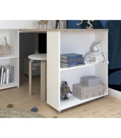 Hochbett Mit Schreibtisch & Stauraum - 90 X 200 Cm - Weiß & Eichefarben - MARIA -VIDAXL || HOMCOM Verkäufe 421a504820872803bb073a7835d778ad