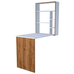 Homemania Schreibtisch Magicbox 62x16x82 Cm Weiß Und Walnuss-Optik