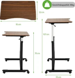 COSTWAY Computertisch Höhenverstellbar Von 70-107cm, Schreibtisch Mobile Mit Rollen, Rollentisch Laptoptisch Mit 2 Bremsen, Notebooktisch (Braun) -VIDAXL || HOMCOM Verkäufe 4343fea718e461f16754667b484ba63e