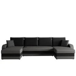 Mirjan24 Ecksofa Kris U, Stilvoll Eckcouch Mit Bettkasten Und Schlaffunktion, U-Form Schlafsofa (Alova 36 + Alova 04)