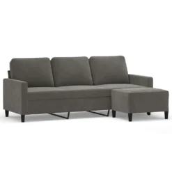 VidaXL 3-Sitzer-Sofa Mit Hocker Dunkelgrau 180 Cm Samt