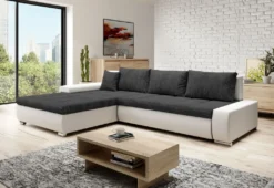 Ecksofa SCANIA, Sofa Mit Schlaffunktion, L-Form Couch, Eckcouch, 322x80x214, Berlin 02/weiß , Links