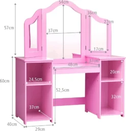 COSTWAY 2 In 1 Kinder Schminktisch Schreibtisch Mit Abnehmbarem Spiegel, Frisiertisch Mädchen Mit Offenen Fächern, Frisierkommode Holz, Schminkkommode (Rosa) -VIDAXL || HOMCOM Verkäufe 4531c5b3108bbb549d97f961fbafec8e