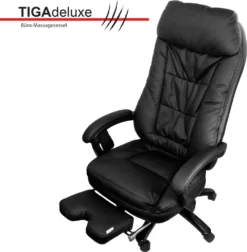TIGA Deluxe Shiatsu Massage Relax Bürostuhl Drehstuhl Chefsessel Stuhl Schwarz Wärmefunktion