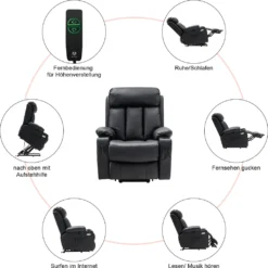 MCombo Elektrische Aufstehhilfe Fernsehsessel Relaxsessel Echtleder 7190BK -VIDAXL || HOMCOM Verkäufe 462e38fdd143a3f22493f9f0620ca462