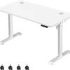 SONGMICS Höhenverstellbarer Schreibtisch Elektrisch, 70 X 140 Cm Tischoberfläche, Stufenlos Verstellbar, Memory-Funktion Mit 3 Höhen, Auffahrschutz, Weiß LSD102W01