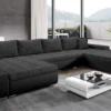 FURNIX Wohnlandschaft ELISABETTA Couch Schlafsofa U-Form U-Sofa Mit Schlaffunktion Und Bettkasten SCHWARZ MA1100+BE 06