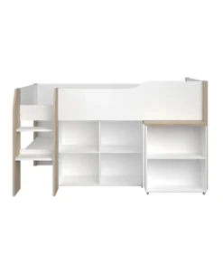 Hochbett Mit Schreibtisch & Stauraum - 90 X 200 Cm - Weiß & Eichefarben - MARIA -VIDAXL || HOMCOM Verkäufe 481e2b6991628e5ed714a45d9c58ffcf