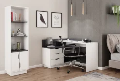 ByLIVING Eckschreibtisch Belfast, Wahlweise Rechts Oder Links Montierbar, 129 X 105 Cm, H 83,5 Cm, In Weiß -VIDAXL || HOMCOM Verkäufe 482b3fab7083f284fecfecc7f5caea63