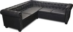 VidaXL Chesterfield Ecksofa 5-Sitzer Kunstleder Schwarz