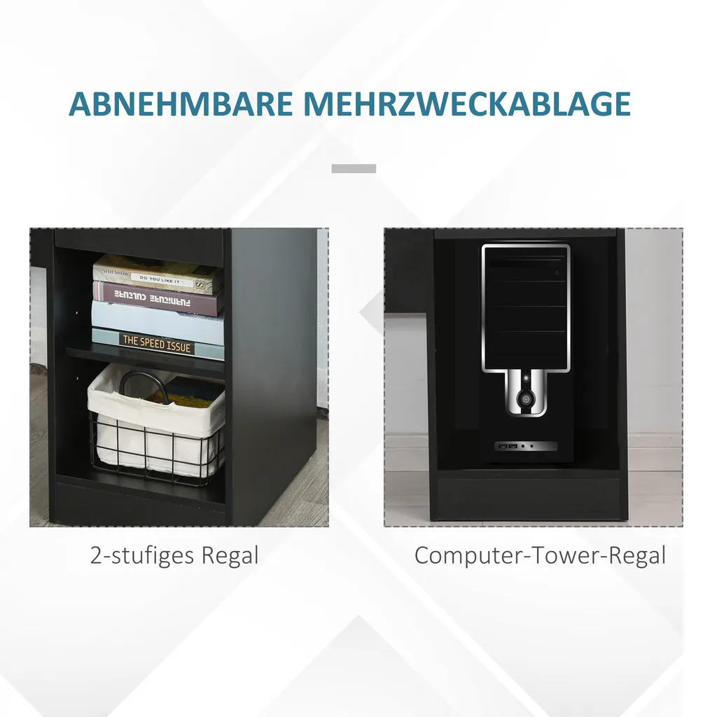 HOMCOM Computertisch Bürotisch Gamingtisch PC-Tisch Mit Schublade E1 Spanplatte Schwarz 104 X 48 X 95,5 Cm 6 HOMCOM Computertisch Bürotisch Gamingtisch PC-Tisch Mit Schublade E1 Spanplatte Schwarz 104 X 48 X 95,5 Cm – Bild 6