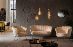 SalesFever Muschel-Sofa | Bezug Samt-Stoff | Gestell Metall Goldfarben | B 136 X T 76 X H 78 Cm | Beige -VIDAXL || HOMCOM Verkäufe 49c306f9dc52c56fcec3e2737e70c5b9