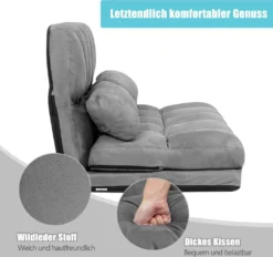 COSTWAY Schlafsofa Mit 2 Kissen, Sofabett Mit 6 Stufig Verstellbarer Rücklehne, Lazy Sofa Klappbar, Bodensofa Für Schlafzimmer, Wohnzimmer Und Balkon Grau -VIDAXL || HOMCOM Verkäufe 4a62c4b1bf7ae4eb6f341a36db3e7ef8