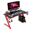 Gaming Tisch, Gamingschreibtisch, 110cm Ergonomischer Computertisch, Gamer Tisch, Schreibtisch Mit Tischplatte Aus Kohlefaser