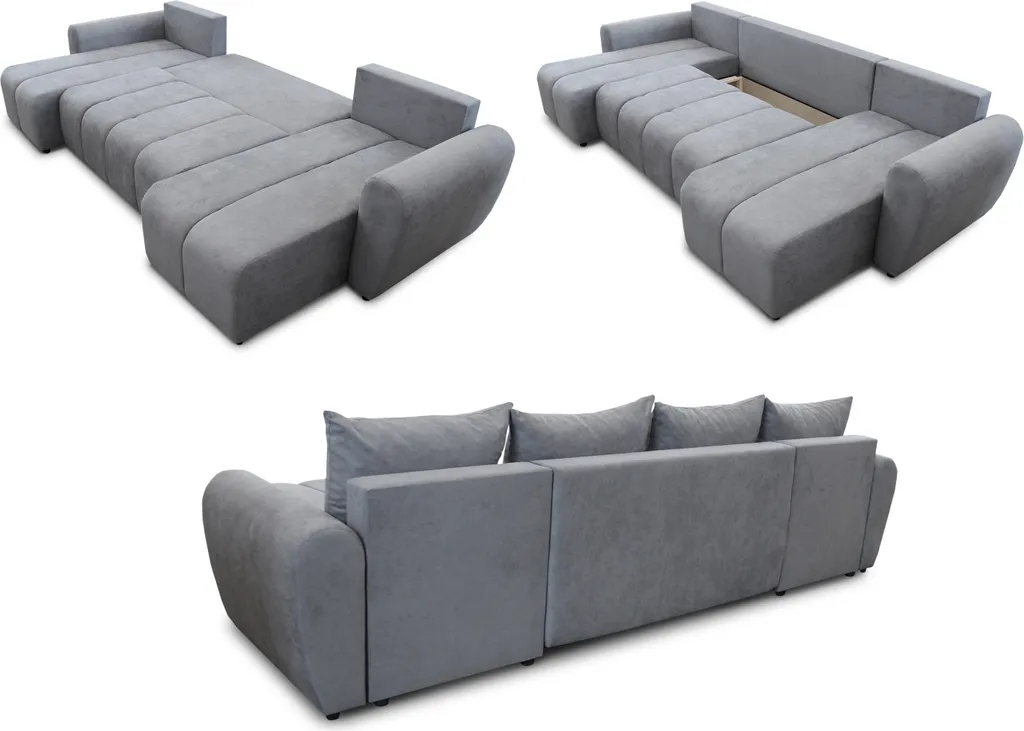 Wohnlandschaft Cleo U Mit Schlaffunktion - U-Form Couch, Ecksofa Mit Bettkasten, Couchgranitur Mit Bettfunktion, Polsterecke, Big Sofa (Schwarz (Soro 100)) 2 Wohnlandschaft Cleo U Mit Schlaffunktion - U-Form Couch, Ecksofa Mit Bettkasten, Couchgranitur Mit Bettfunktion, Polsterecke, Big Sofa (Schwarz (Soro 100)) – Bild 2