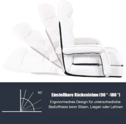 COSTWAY Klappsofa Verstellbar, Bodenstuhlsofa Mit Armlehnen Und Kissen, Weiß -VIDAXL || HOMCOM Verkäufe 4ad88d03ca288a39de646a3b092348e8