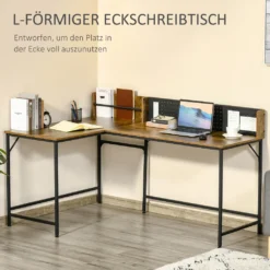 HOMCOM Computertisch Eckschreibtisch L-Form Arbeitstisch Platzsparender Gaming PC Workstation Für Home-Office Industriedesign Metall Rustikales Braun 165 X 110 X 95 Cm 13 HOMCOM Computertisch Eckschreibtisch L-Form Arbeitstisch Platzsparender Gaming PC Workstation Für Home-Office Industriedesign Metall Rustikales Braun 165 X 110 X 95 Cm -VIDAXL || HOMCOM Verkäufe 4b8f5ee1bfeda8fdb0717f4348d40e31