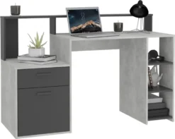 Schreibtisch Bürotisch Arbeitstisch Home Office BOLTON Ca. 137 X 91 X 50 Cm Beton Grau / Anthrazit