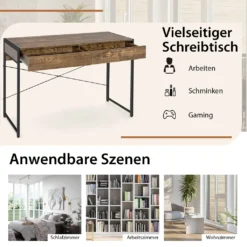 COSTWAY Schreibtisch Computertisch Mit 2 Schubladen, Kleiner Bürotisch PC Tisch, Arbeitstisch Officetisch 112 X 48 X 76 Cm (Rustikales Braun) -VIDAXL || HOMCOM Verkäufe 4d8f7c3b9985a425189ac26ffa48eae6
