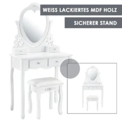 Juskys Schminktisch Julia Mit Spiegel, Hocker & 4 Schubladen, 74 X 40 X 138 Cm, Weiß, Landhausstil, MDF Holz, Kosmetiktisch Frisiertisch Kommode -VIDAXL || HOMCOM Verkäufe 4d974d328da2f8f71f14b8ee0b44494d