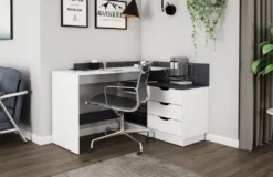 ByLIVING Eckschreibtisch Belfast, Wahlweise Rechts Oder Links Montierbar, 129 X 105 Cm, H 83,5 Cm, In Weiß -VIDAXL || HOMCOM Verkäufe 4e17c2bdc03279c49933afdbde4f5c8b