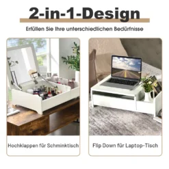 COSTWAY Kompakter Schminktisch Mit Spiegel, Frisierkommode, Moderner Kleiner Tisch Für Schlafzimmer, Arbeitszimmer, Weiß 11 COSTWAY Kompakter Schminktisch Mit Spiegel, Frisierkommode, Moderner Kleiner Tisch Für Schlafzimmer, Arbeitszimmer, Weiß -VIDAXL || HOMCOM Verkäufe 4ed991f3283f69aa36d4de93aad13fcc