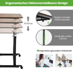 COSTWAY Computertisch Höhenverstellbar Von 70-107cm, Schreibtisch Mobile Mit Rollen, Rollentisch Laptoptisch Mit 2 Bremsen, Notebooktisch (Braun) -VIDAXL || HOMCOM Verkäufe 4eefc4bb9f3a513ed398e61bb2762119