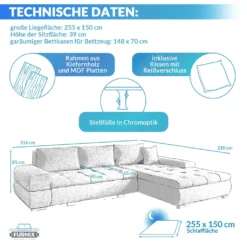 FURNIX Arzo Sofa L-Form Eckcouch Schlafsofa Couch Mit Schlaffunktion MA120-OR96 -VIDAXL || HOMCOM Verkäufe 51baf72eab3bf96dc6b3ed90849ecb8a