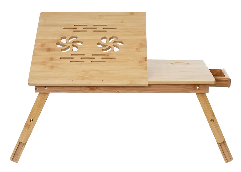 Laptoptisch HWC-B81, Notebooktisch Betttisch Klapptisch Mit Lüftungslöcher Faltbar Höhenverstellbar, Bambus 2 Laptoptisch HWC-B81, Notebooktisch Betttisch Klapptisch Mit Lüftungslöcher Faltbar Höhenverstellbar, Bambus – Bild 2