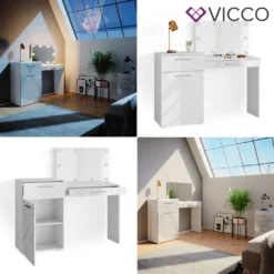 Vicco Schminktisch Frisiertisch Frisierkommode Little Irma Weiß Spiegel LED -VIDAXL || HOMCOM Verkäufe 5439852322bcc2be4055872f50a06e18