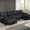 Wohnlandschaft Otis - Big Sofa, Eckcouch, Ecksofa, Couch Mit Schlaffunktion Und Bettkasten, U-Sofa, U-Form (Schwarz + Schwarz (Madryt 1100 + Berlin 02))