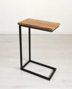 Beistelltisch Laptoptisch San Jose – Holz Eiche Massiv (Gestell Schwarz + Baumkante)