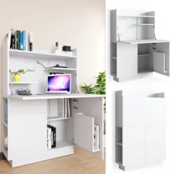 Vicco Schrankschreibtisch Alena Weiß 85 X 118,9 X 27 Cm Holzwerkstoff