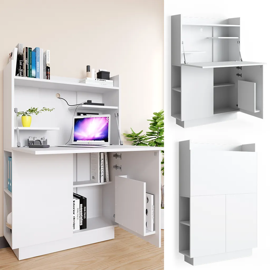 Vicco Schrankschreibtisch Alena Weiß 85 X 118,9 X 27 Cm Holzwerkstoff 1 Vicco Schrankschreibtisch Alena Weiß 85 X 118,9 X 27 Cm Holzwerkstoff