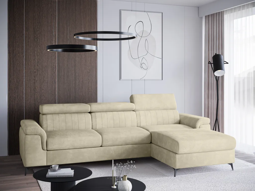 GRAINGOLD Ecksofa Dubai - Eckcouch In L-form Mit Schlaffunktion Und Bettkasten - Ottomane Rechts Freistehend - Beige 2 GRAINGOLD Ecksofa Dubai - Eckcouch In L-form Mit Schlaffunktion Und Bettkasten - Ottomane Rechts Freistehend - Beige – Bild 2