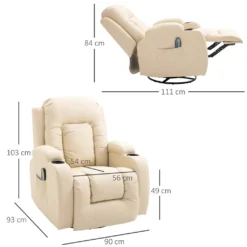 HOMCOM Massagesessel Fernsehsessel Relaxsessel TV Sessel Wärmefunktion Mit Fernbedienung Liegefunktion Und Getränkehaltern (creme) -VIDAXL || HOMCOM Verkäufe 57d71123761da468cb6cabf40c560311