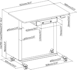Sitz-Steh-Schreibtisch Pneumatisch Höhenverstellbarer Bürotisch Mit Schublade Und Rollen Ergonomischer Schreibtisch 91,5x56cm -VIDAXL || HOMCOM Verkäufe 581a1d3b130f20ce6750011032ffdf33