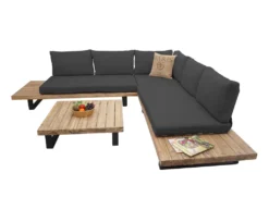 Garten-Garnitur HWC-H54, Garnitur Sitzgruppe Lounge-Set, Spun Poly Akazie HolzAlu Hellbraun, Polster Dunkelgrau -VIDAXL || HOMCOM Verkäufe 5b9f107596051a8f89463ffef617f526