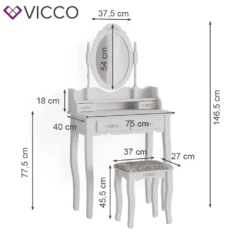 Vicco Schminktisch + Hocker Meghan Weiß 75 X 146,5 X 40 Cm Holzwerkstoff -VIDAXL || HOMCOM Verkäufe 5bc58946ccf8fe8ff6ac239f9c0fa71a