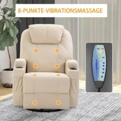 HOMCOM Massagesessel Relaxsessel Fernsehsessel Massagefunktion 5 Massage-Modi Liegefunktion Kunstleder Holz Metall Schaumstoff Cremeweiß 84 X 92 X 109 Cm -VIDAXL || HOMCOM Verkäufe 5ccbd4737fbffda9679163810c28763e