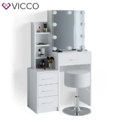 Vicco Schminktisch Frisiertisch Schminkkommode Conrada LED-Beleuchtung + Hocker -VIDAXL || HOMCOM Verkäufe 5ceae30b9ba4d68e57ffb51fe5a14919