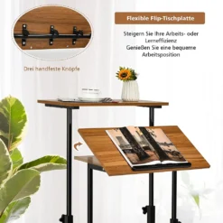 COSTWAY Sitz-Steh Schreibtisch Höhenverstellbar Auf Rollen, Mobiler Stehschreibtisch Mit 2-stufiger Computerarbeitsplatz, Laptoptisch Workstation Für Zuhause & Büro, Braun -VIDAXL || HOMCOM Verkäufe 5d180417db874e83cc3e8fb7aedbadae