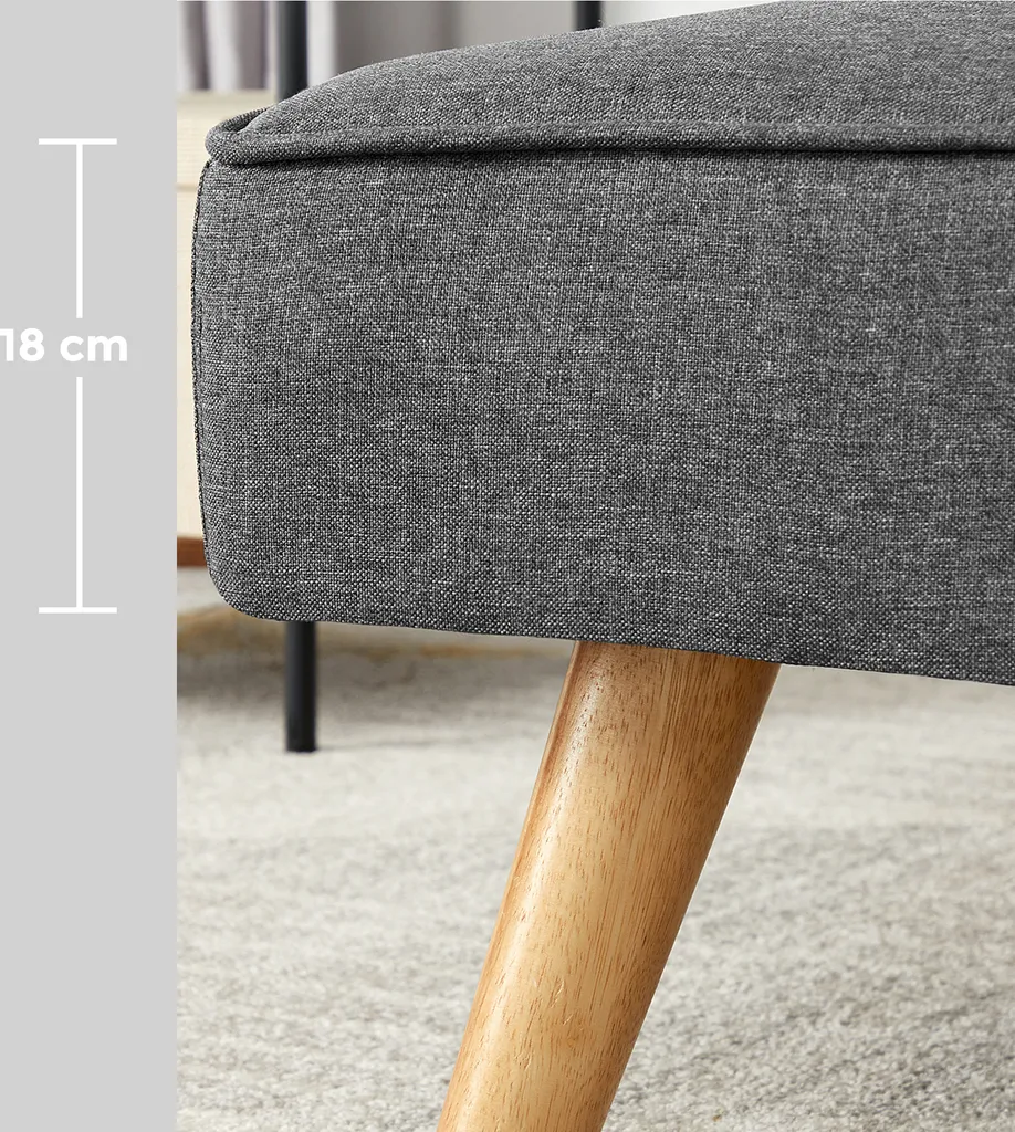 VASAGLE Schlafsofa, Schlafcouch, Bettsofa, Sofa, Bezug Aus Baumwoll-Leinen-Mischgewebe, Holzbeine, 175 X 83 X 76 Cm, Klappbar, Ausklappsofa Grau LCS701G01 6 VASAGLE Schlafsofa, Schlafcouch, Bettsofa, Sofa, Bezug Aus Baumwoll-Leinen-Mischgewebe, Holzbeine, 175 X 83 X 76 Cm, Klappbar, Ausklappsofa Grau LCS701G01 – Bild 6